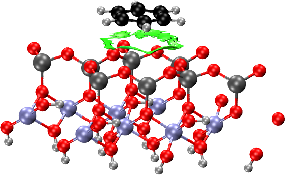 Benzene on kaolinite, hydrophobic